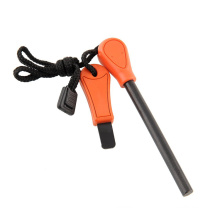 Swede Magnesium Alloy Emergency Easy Grip Fire Starter, Survival Multifunction Tool Orange Magnesium Fire Starter Flint Rod